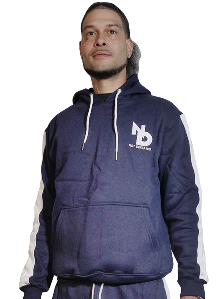 Navy Blue and White Hoodie