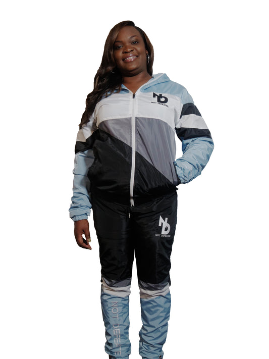 Womens Sky Blue and Black Windbreaker