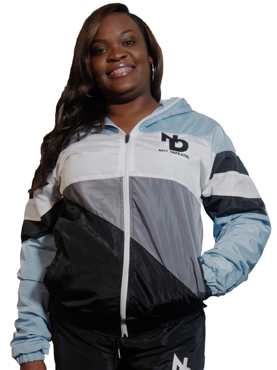 Women Blue and Black Windbreaker Jacket