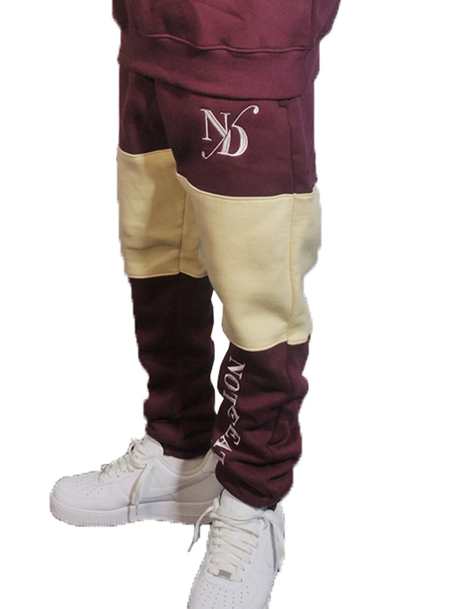 Burgandy and Offwhite  Jogger Pants