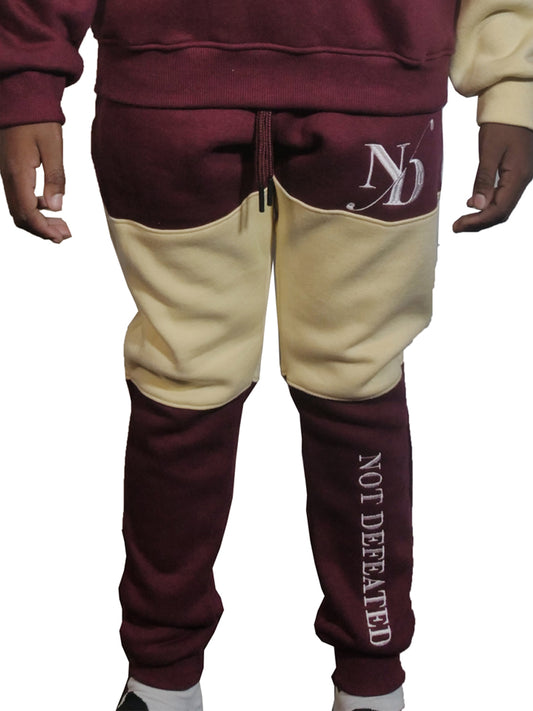 Burgandy and Offwhite Kids Pants