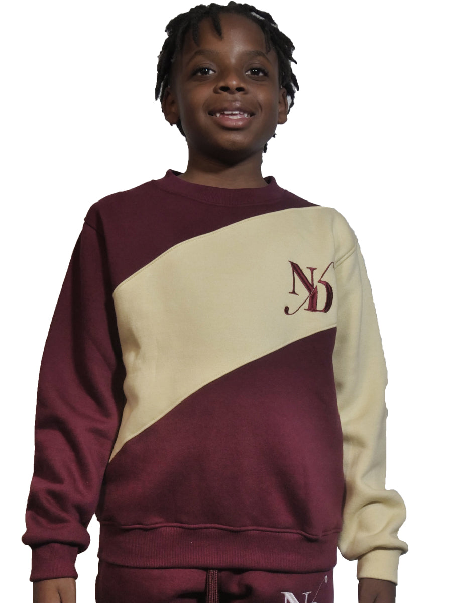 Burgandy and Offwhite Kids Sweater