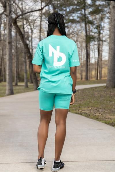 Teal Biker Shorts Set